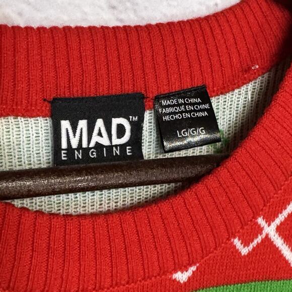 New Ugly Christmas Sweater Size L Cat Meowy Catmas Unisex Holiday Mad Engine - Picture 3 of 5